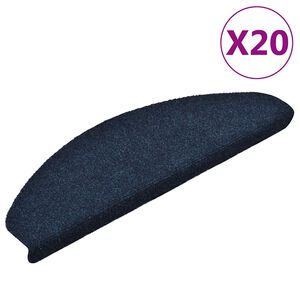 vidaXL Tappetini per scale autoadesivi 20 pz 65x21x4 cm blu navy semicircolari grandi