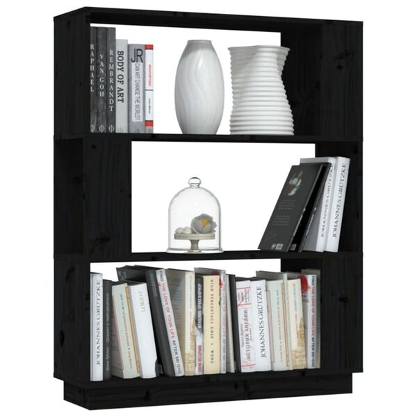 vidaXL Libreria/Divisorio Nero 80x25x101 cm in Legno Massello di Pino