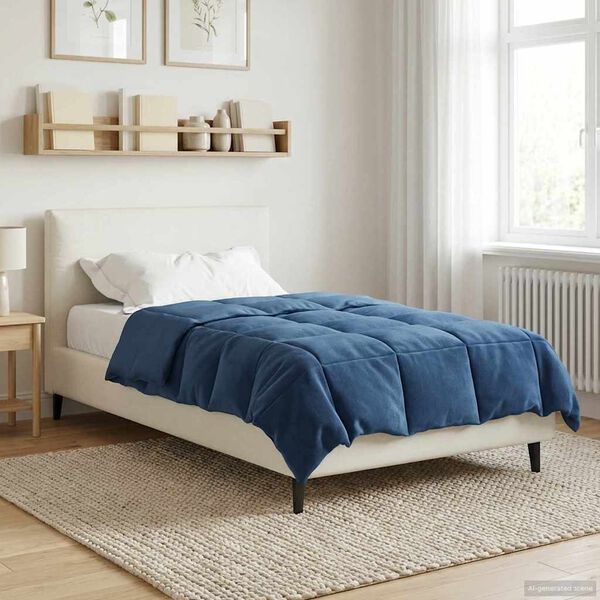 vidaXL Piumone Completo Annuale Blu Scuro 135 x 200 cm Microfibra