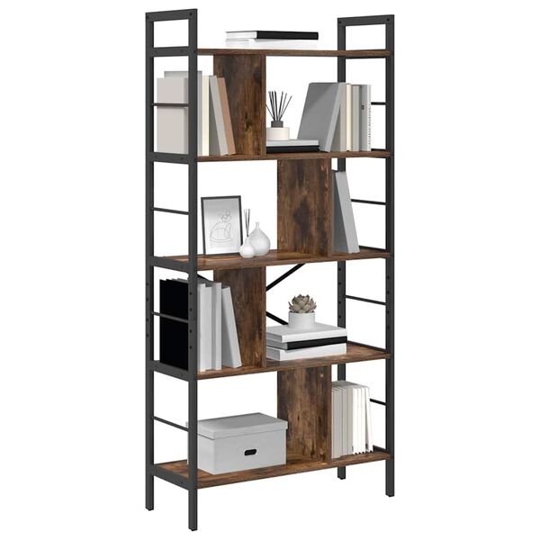 vidaXL Libreria Rovere fum&eacute; 75 x 30 x 156 cm Legno multistrato