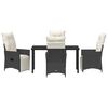 vidaXL Set da Pranzo per Giardino con cuscino 5 pcs Nero Poly Rattan