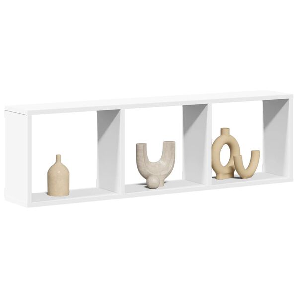 vidaXL Mobile a Parete 100x16x30 cm Bianco in Legno Multistrato