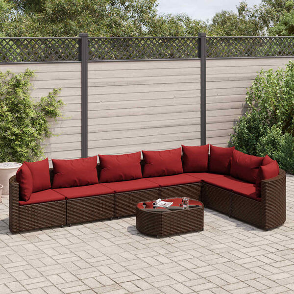 vidaXL Set Divani da Giardino 8 pz con Cuscini Marrone in Polyrattan