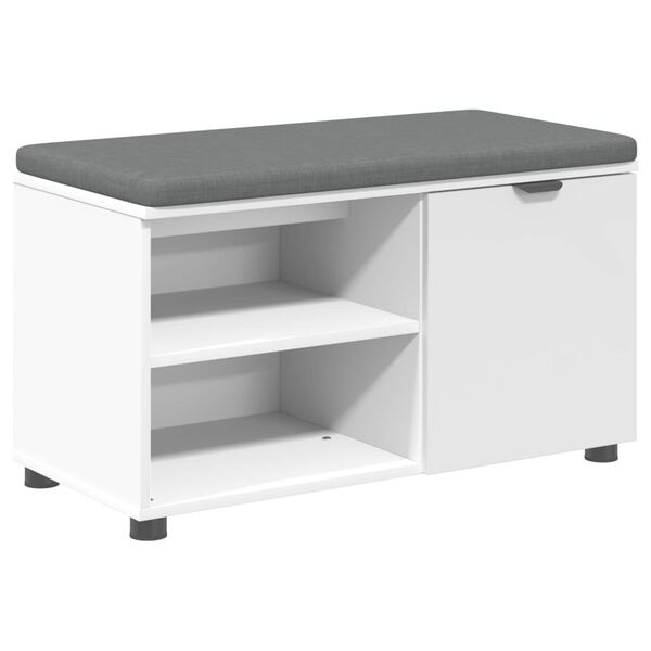 vidaXL Panca per ingresso con cuscino con porta Bianco 80 x 38 x 46 cm