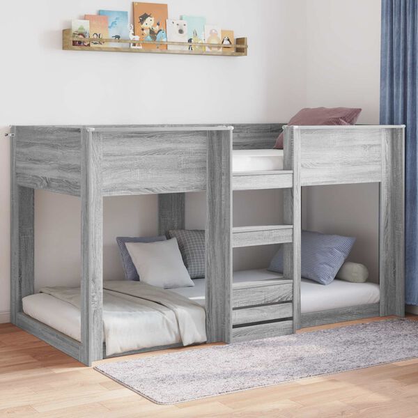 vidaXL Struttura letto a terra Grigio Sonoma 90 x 190 cm