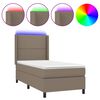 vidaXL Letto a Molle con Materasso e LED Tortora 90x190 cm in Tessuto