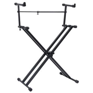 vidaXL Supporto per Tastiera Musicale a Doppia Staffa a X Nero