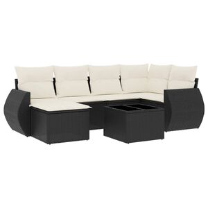 vidaXL Set Divani da Giardino con Cuscini 7pz Nero Polyrattan