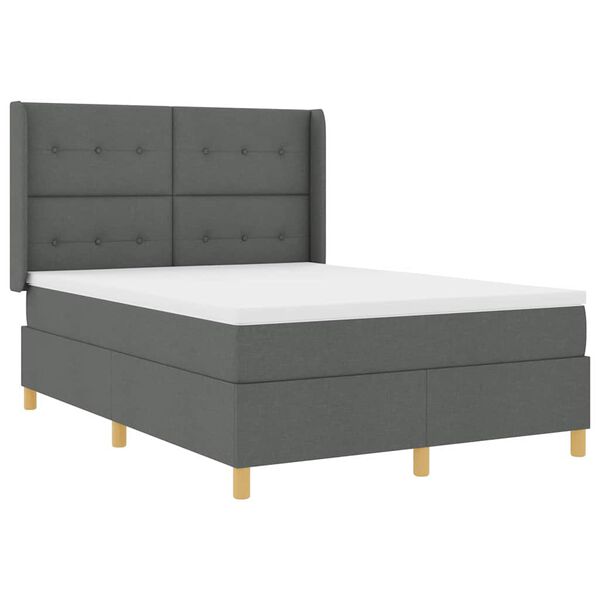 vidaXL Letto a molle con materasso Grigio scuro 140 x 200 cm Tessuto
