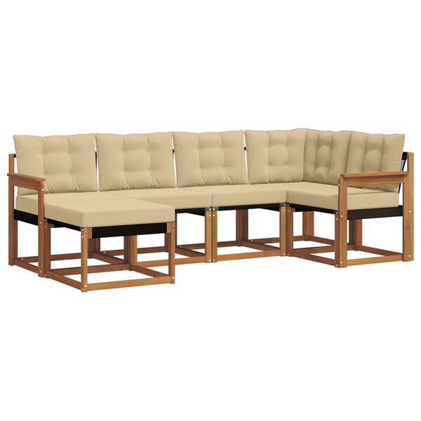 vidaXL Set di divani da esterno con cuscino 6 pcs Naturale e Beige