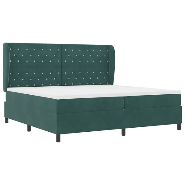 vidaXL Letto a molle con materasso Verde Scuro 200 x 200 cm Poliestere