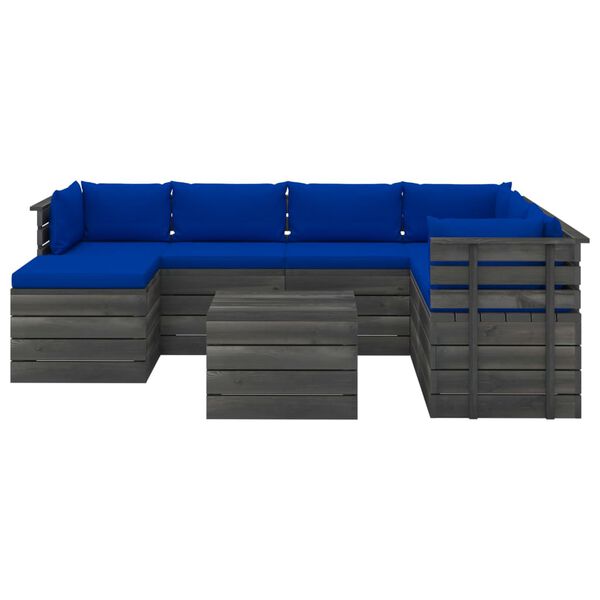 vidaXL Set Divani da Giardino su Pallet 8 pz con Cuscini Massello Pino