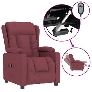 vidaXL Poltrona Elettrica Reclinabile Rosso Vino in Tessuto