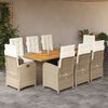 vidaXL Set da Pranzo da Giardino 9 pz con Cuscini Beige in Polyrattan