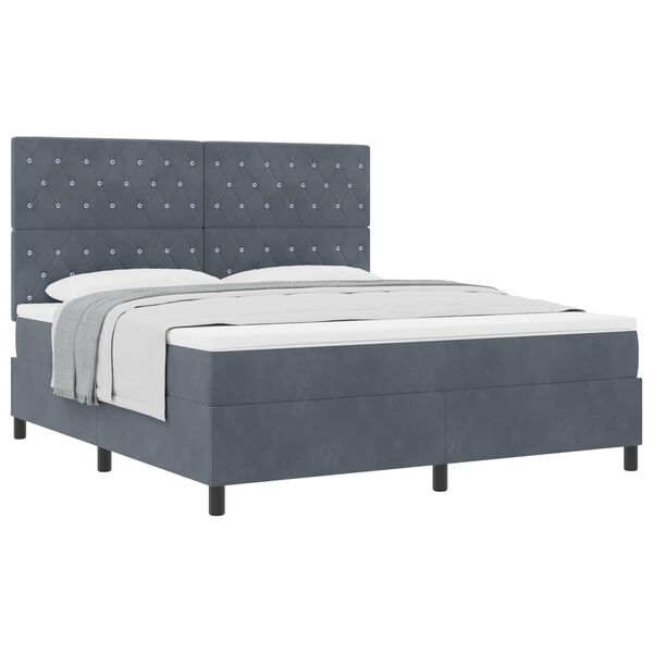 vidaXL Letto a molle con materasso Grigio scuro 180 x 200 cm Velluto