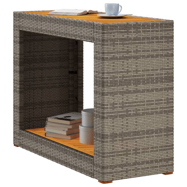 vidaXL Tavolino da Giardino Piano Legno Grigio 100x40x75 cm Polyrattan