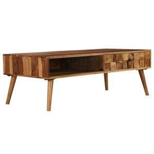 vidaXL Tavolino da Caff&egrave; Legno Massello con Finitura Ambra 110x50x37cm