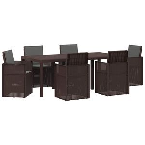 vidaXL Set da Pranzo per Giardino 7 pz Marrone e Antracite PP
