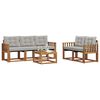 vidaXL Set di divani da esterno 6 pcs Grigio Naturale e Chiaro
