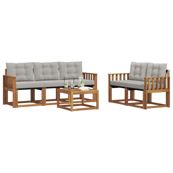 vidaXL Set di divani da esterno 6 pcs Grigio Naturale e Chiaro