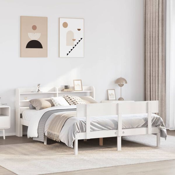 vidaXL Letto senza Materasso Bianco 135x190 cm Legno Massello di Pino