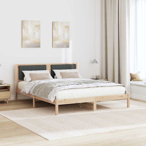vidaXL Letto con Testiera Rivestita Grigio scuro 150 x 200 cm