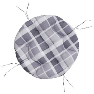 vidaXL Cuscino Rotondo Grigio Motivo a Quadri &Oslash; 60x11cm Tessuto Oxford