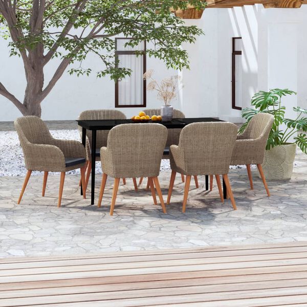 vidaXL Set da Pranzo da Giardino 7 pz con Cuscini Marrone