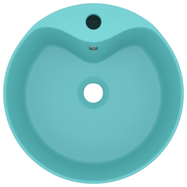 vidaXL Lavandino con Troppopieno Verde Chiaro Opaco 36x13 cm Ceramica