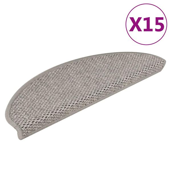 vidaXL Tappeti Autoadesivi Scale Aspetto Sisal 15 pz 65x21x4cm Argento