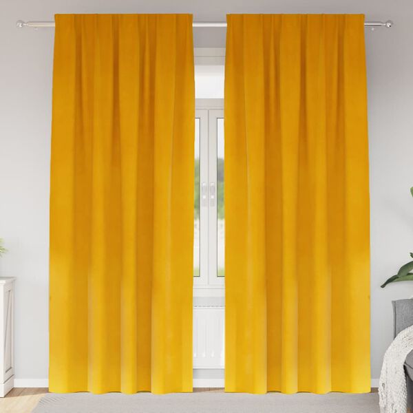 vidaXL Tende oscuranti 2 pcs Giallo senape 140 x 260 cm Velluto