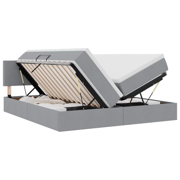 vidaXL Letto con testiera Grigio chiaro 200 x 200 cm Tessuto