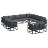 vidaXL Set Divano da Giardino con cuscino 12 pcs Nero Alluminio
