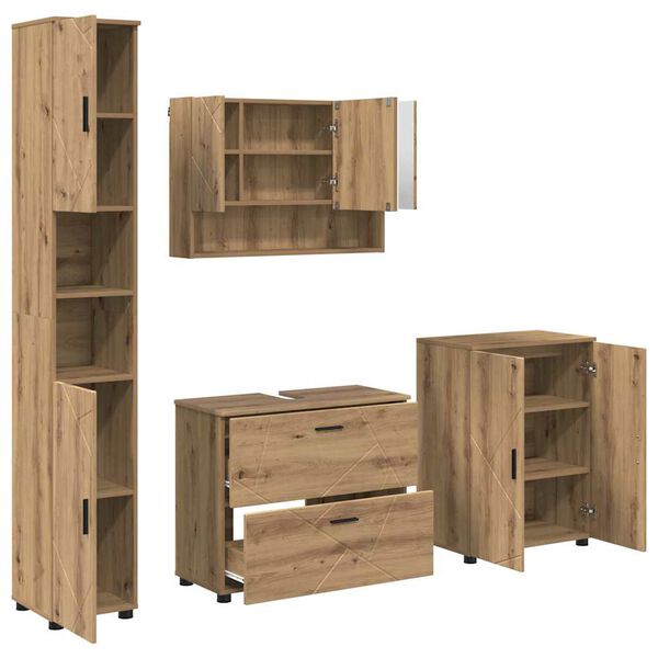 vidaXL Set di mobili per il bagno con porta 4 pcs Rovere artigianale