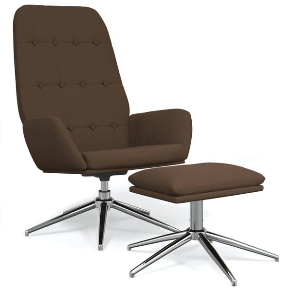 vidaXL Poltrona Relax con Poggiapiedi Marrone in Tessuto di Microfibra