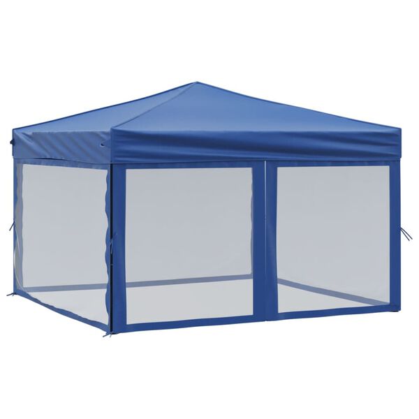 vidaXL Tenda per Feste Pieghevole con Pareti Laterali Blu 3x3 m