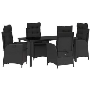 vidaXL Set da Pranzo per Giardino con cuscino 5 pcs Nero polyrattan