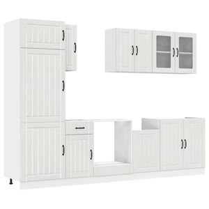 vidaXL Set Mobili da Cucina 8 pz Lucca Bianchi Lucido in Truciolato