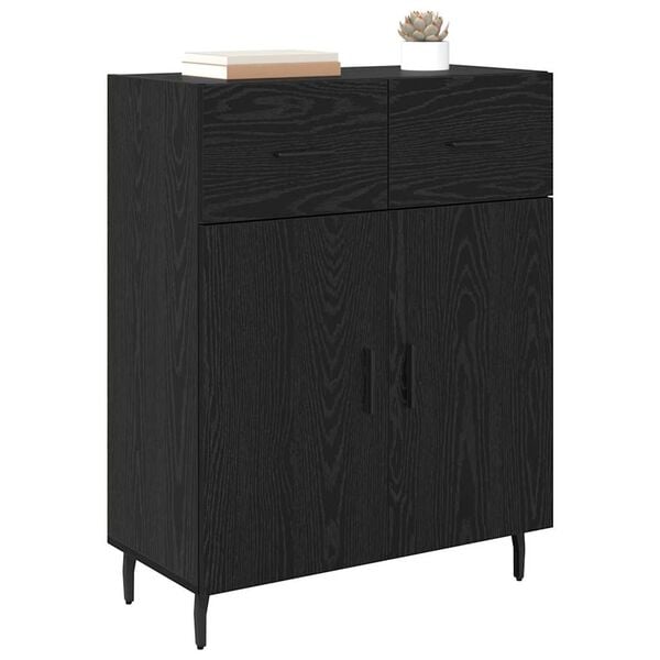 vidaXL Credenza Rovere Nero 69,5 x 34 x 90 cm Legno multistrato