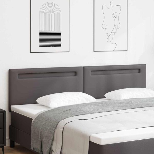 vidaXL Testiera LED Grigio 200 cm Pelle Sintetica