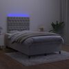 vidaXL Letto a Molle Materasso e LED Grigio Chiaro 120x190 cm Velluto