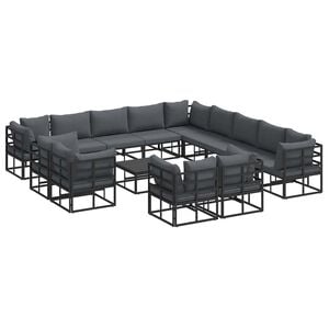 vidaXL Set Divano da Giardino 14 pz Nero Alluminio
