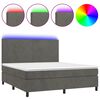 vidaXL Letto a Molle con Materasso e LED Grigio Scuro 160x200 cm