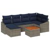 vidaXL Set Divano da Giardino 7 pz Grigio e Blu Navy polyrattan