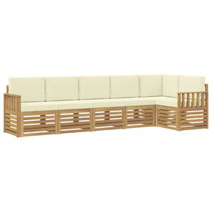 vidaXL Set di divani da esterno 6 pz Bianco e Crema Poliestere