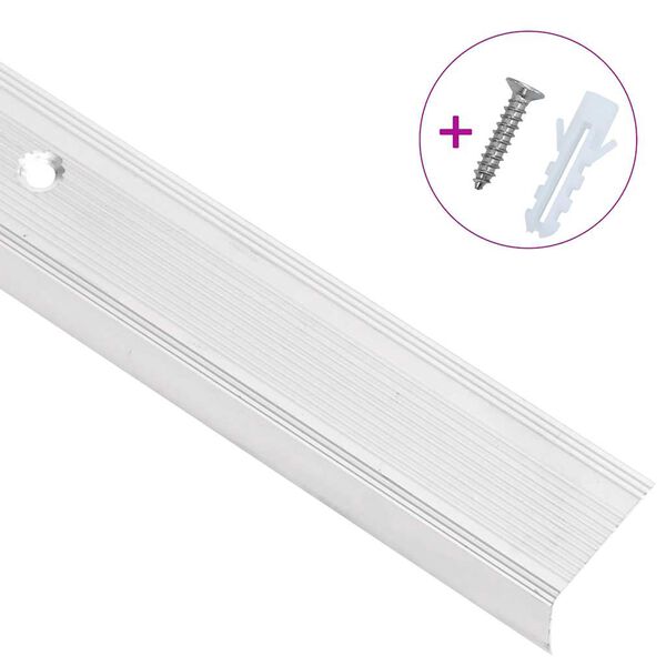 vidaXL Profili a L per Gradini 5 pz in Alluminio 100 cm Argento