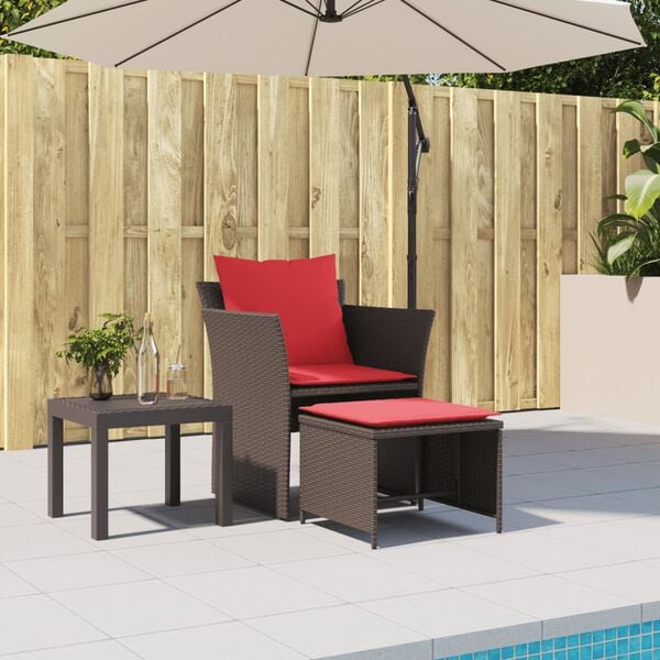 vidaXL Sedia da Giardino con Poggiapiedi in Polyrattan Marrone