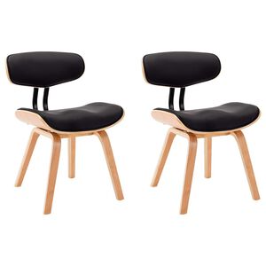 vidaXL Sedie da Pranzo 2 pz Nere in Legno Piegato e Similpelle