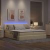 vidaXL Letto con luci a strisce a LED Crema 180 x 200 cm Tessuto
