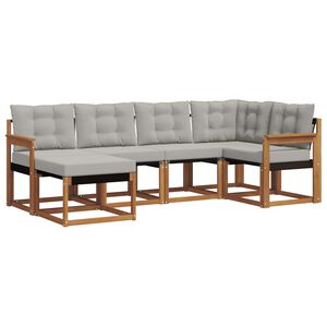 vidaXL Set di divani da esterno 6 pz Grigio Naturale e Chiaro